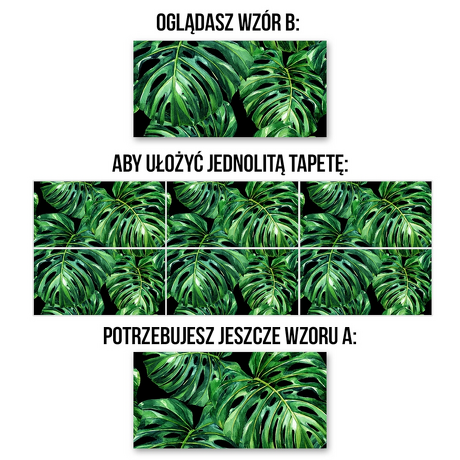 Płytka ścienna dekoracyjna Alfa-Cer MONSTERA BLACK DEC. B glossy 29,8x59,8 gat. I